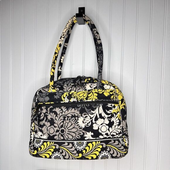 Retired Vera Bradley BAROQUE Large Weekender Travel Bag Green Black - Picture 4 of 11